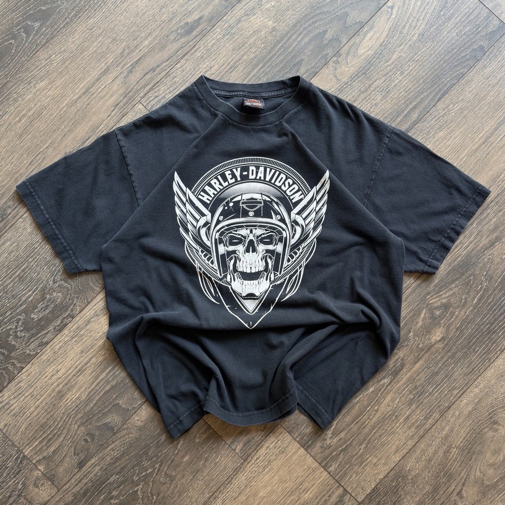 Harley-Davidson Men's XL Black T-Shirt Skull Biker Motorcycle Graphic